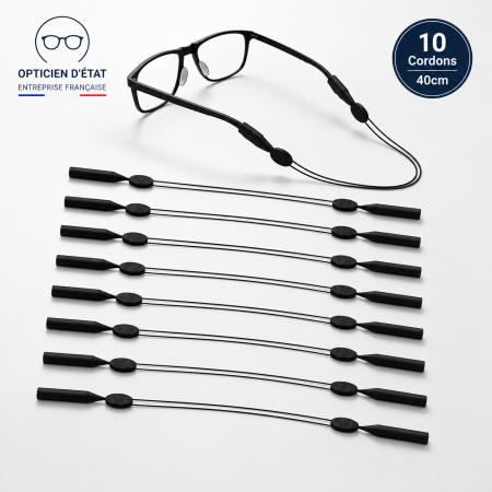 10x Cordons de sécurité pour lunettes soleil/vue